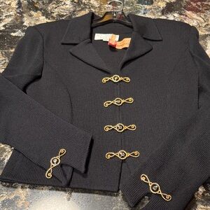 St. John Collection Black Blazer with Gold Accents